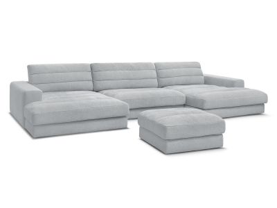 Canapé panoramique fixe SIERRA tissu texturé avec pouf