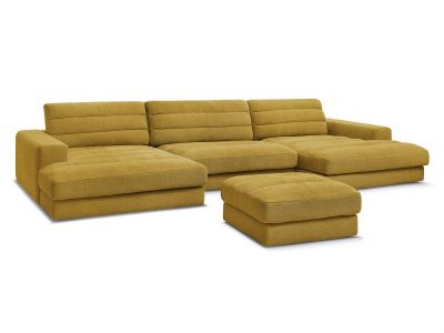 Canapé panoramique fixe SIERRA tissu texturé avec pouf