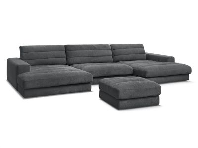 Canapé panoramique fixe SIERRA tissu texturé avec pouf