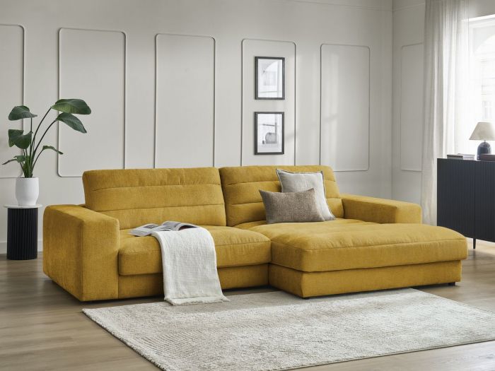Canapé d'angle fixe SIERRA tissu texturé