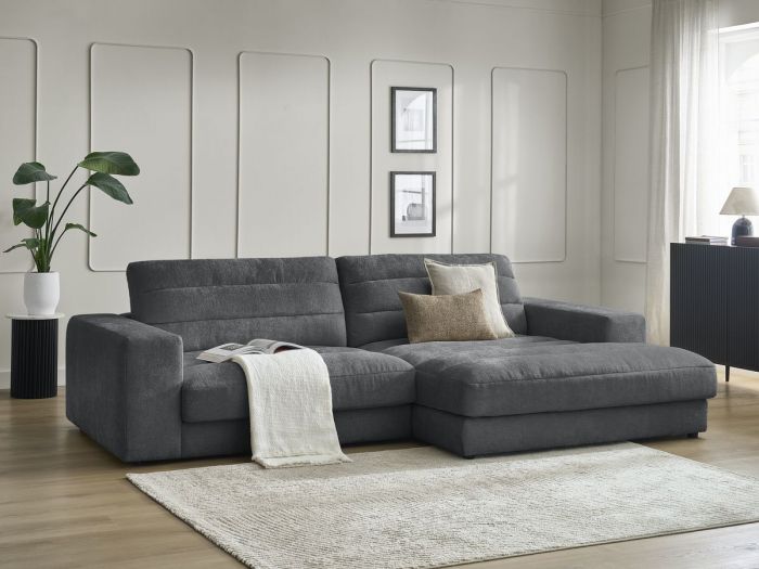 Canapé d'angle fixe SIERRA tissu texturé