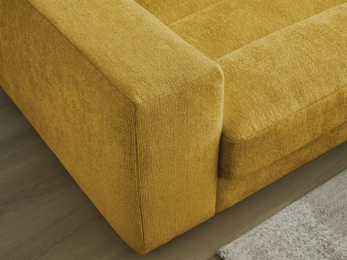 Canapé d'angle fixe SIERRA tissu texturé avec pouf