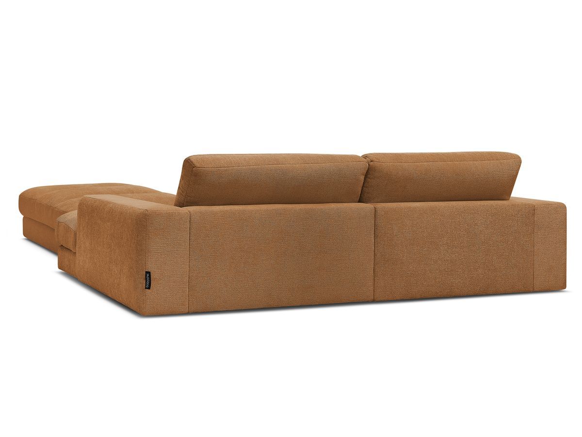 Canapé d'angle fixe SIERRA tissu texturé avec pouf