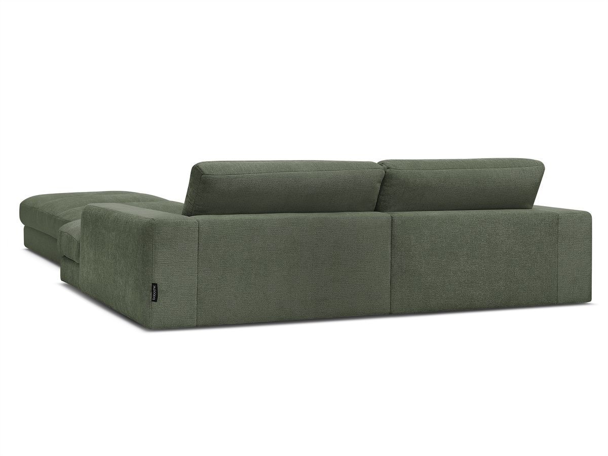 Canapé d'angle fixe SIERRA tissu texturé avec pouf