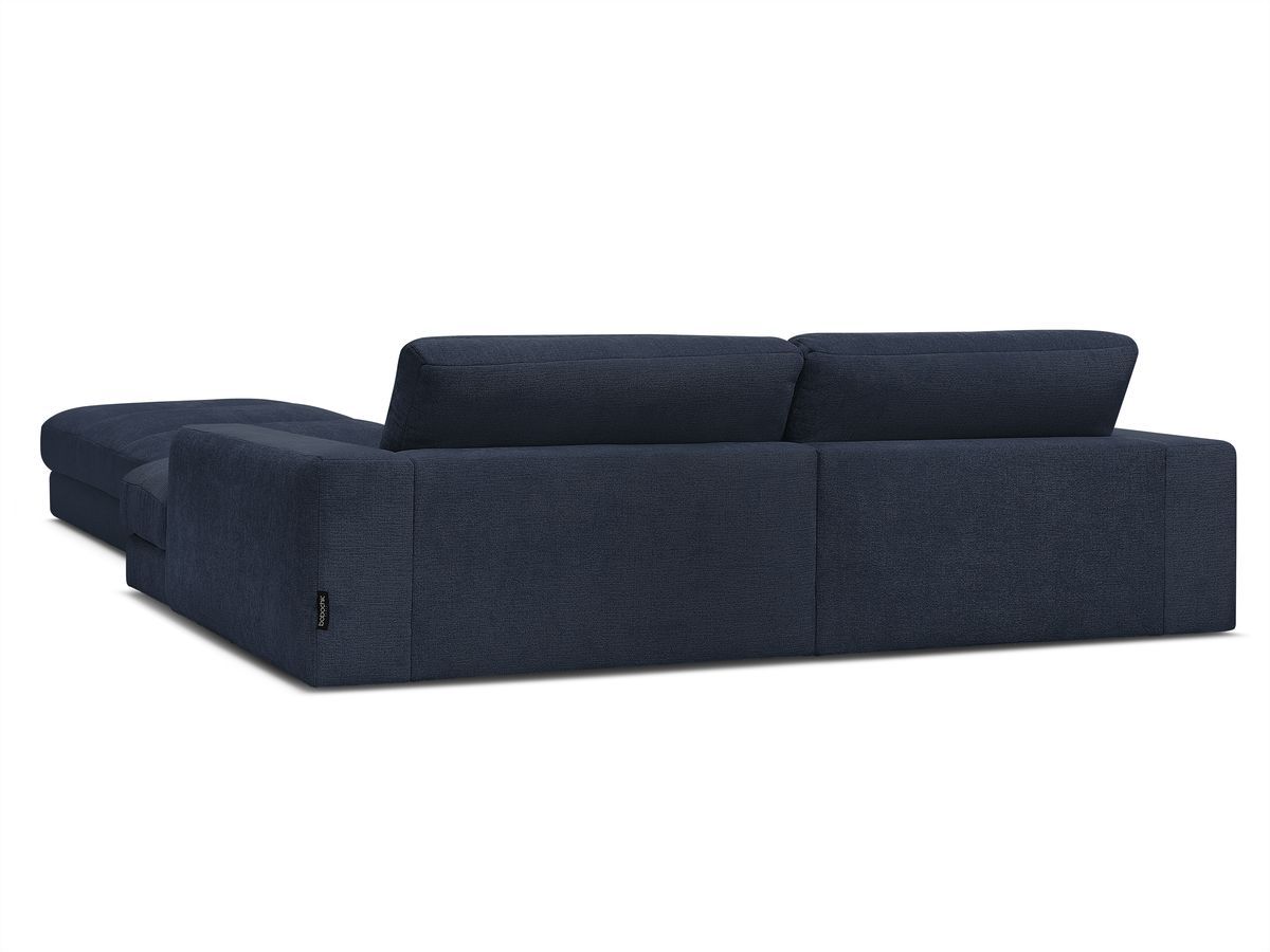 Canapé d'angle fixe SIERRA tissu texturé avec pouf