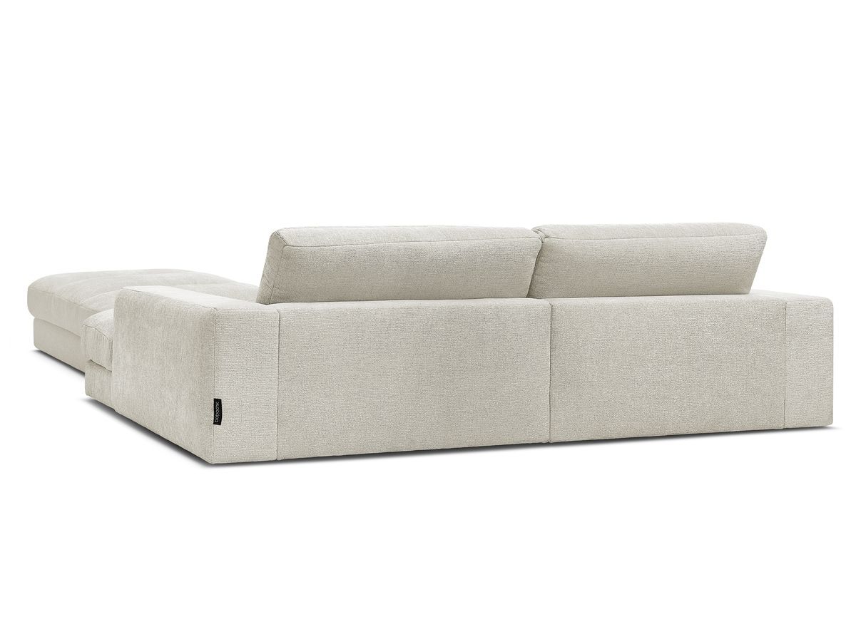 Canapé d'angle fixe SIERRA tissu texturé avec pouf