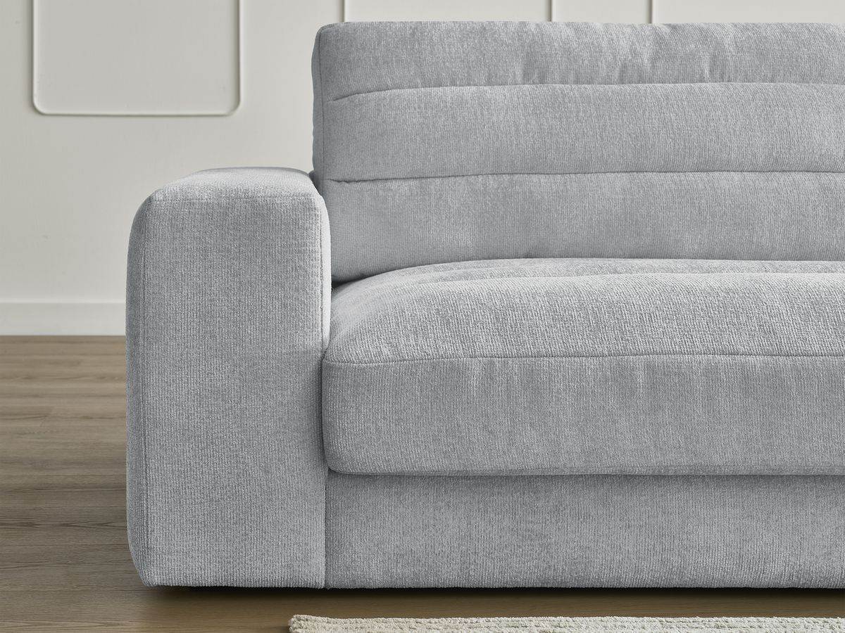 Canapé d'angle fixe SIERRA tissu texturé avec pouf