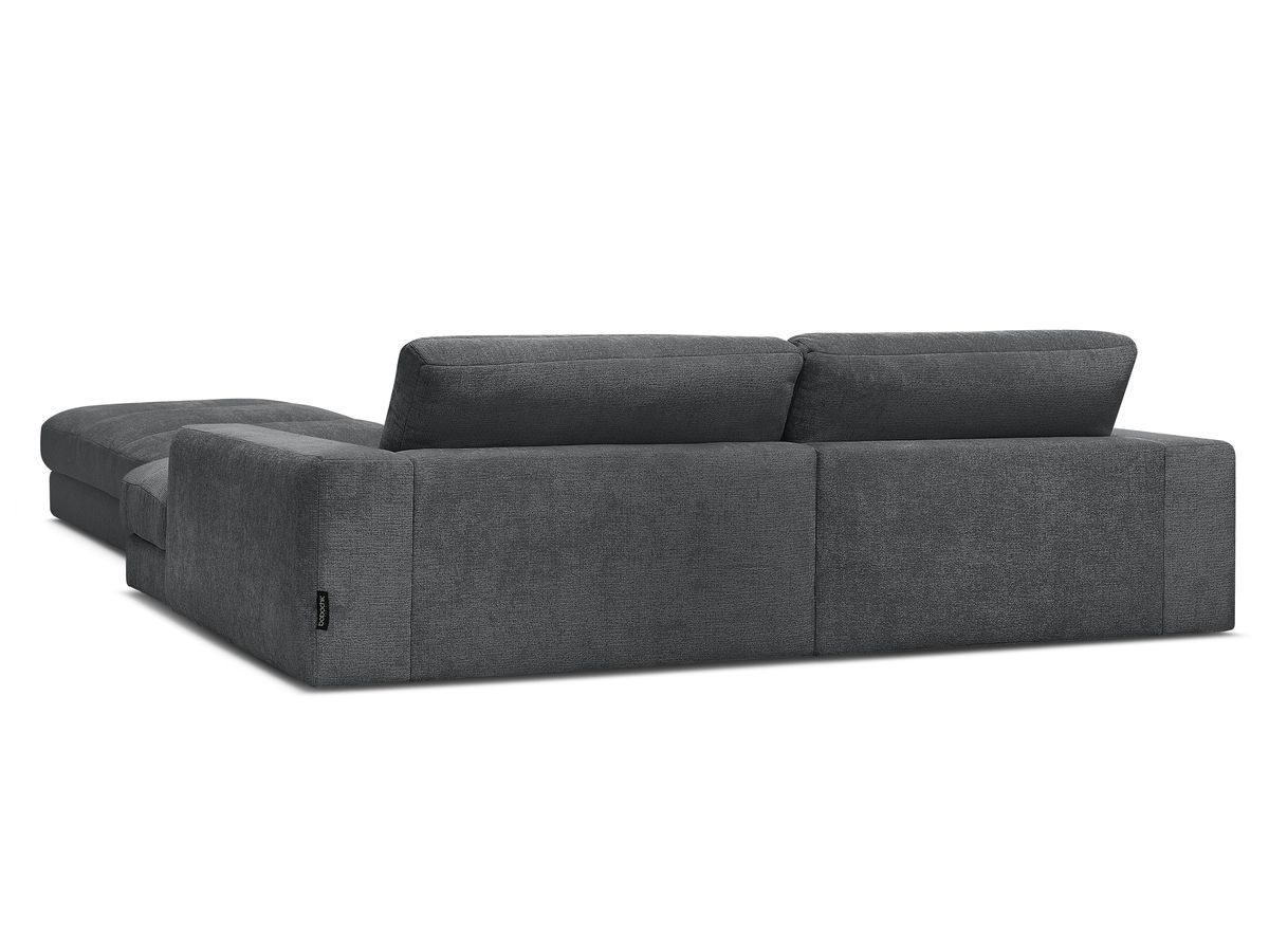 Canapé d'angle fixe SIERRA tissu texturé avec pouf