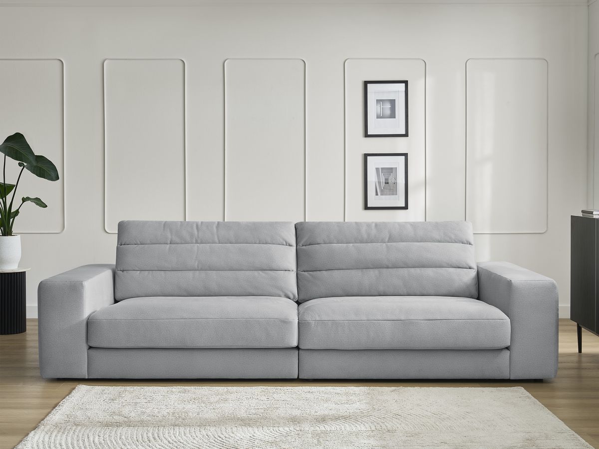 Canapé droit 3 places SIERRA velours gris clair — vue 5