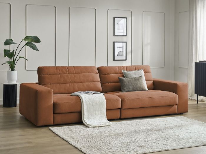 Canapé droit fixe 3 places SIERRA tissu velours