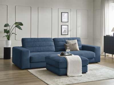 Canapé droit fixe 3 places SIERRA velours avec pouf