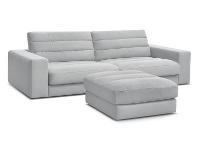 Canapé droit fixe 3 places SIERRA velours avec pouf