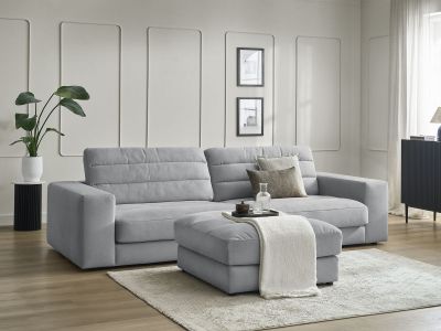 Canapé droit fixe 3 places SIERRA velours avec pouf