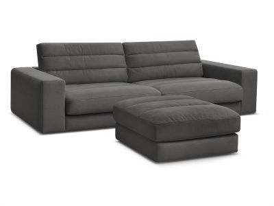 Canapé droit fixe 3 places SIERRA velours avec pouf