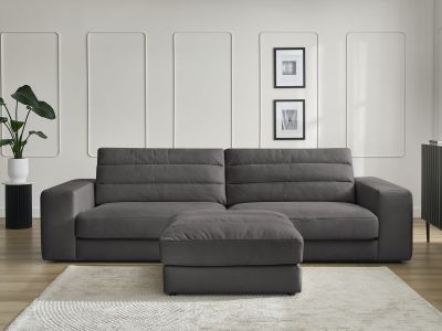 Canapé droit fixe 3 places SIERRA velours avec pouf