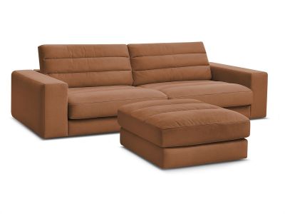Canapé droit fixe 3 places SIERRA velours avec pouf