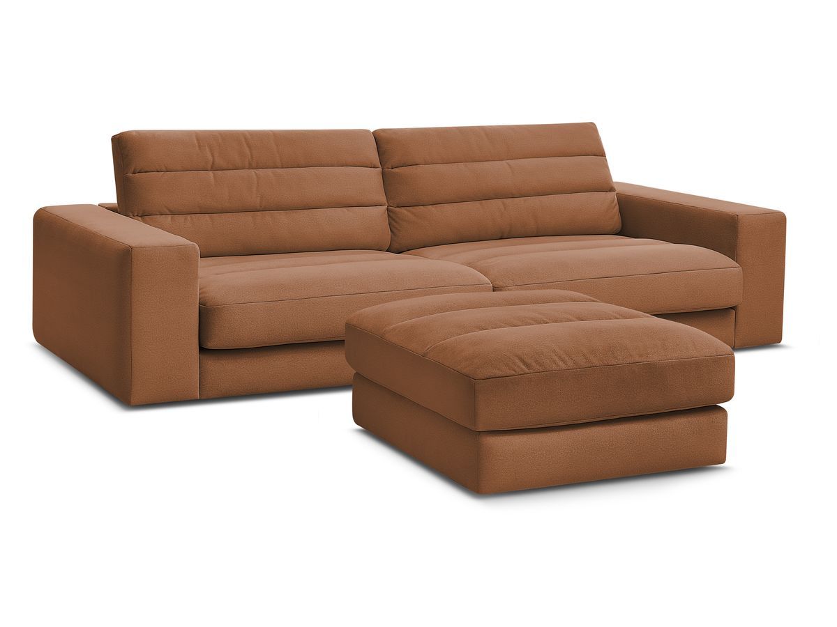 Canapé droit fixe 3 places SIERRA velours avec pouf