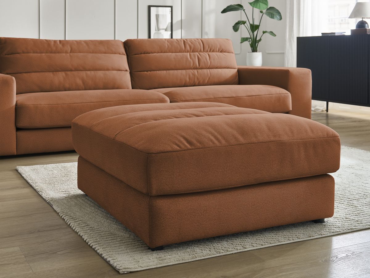 Canapé droit fixe 3 places SIERRA velours avec pouf