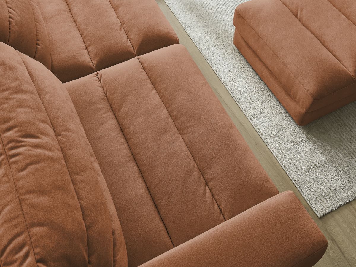 Canapé droit fixe 3 places SIERRA velours avec pouf
