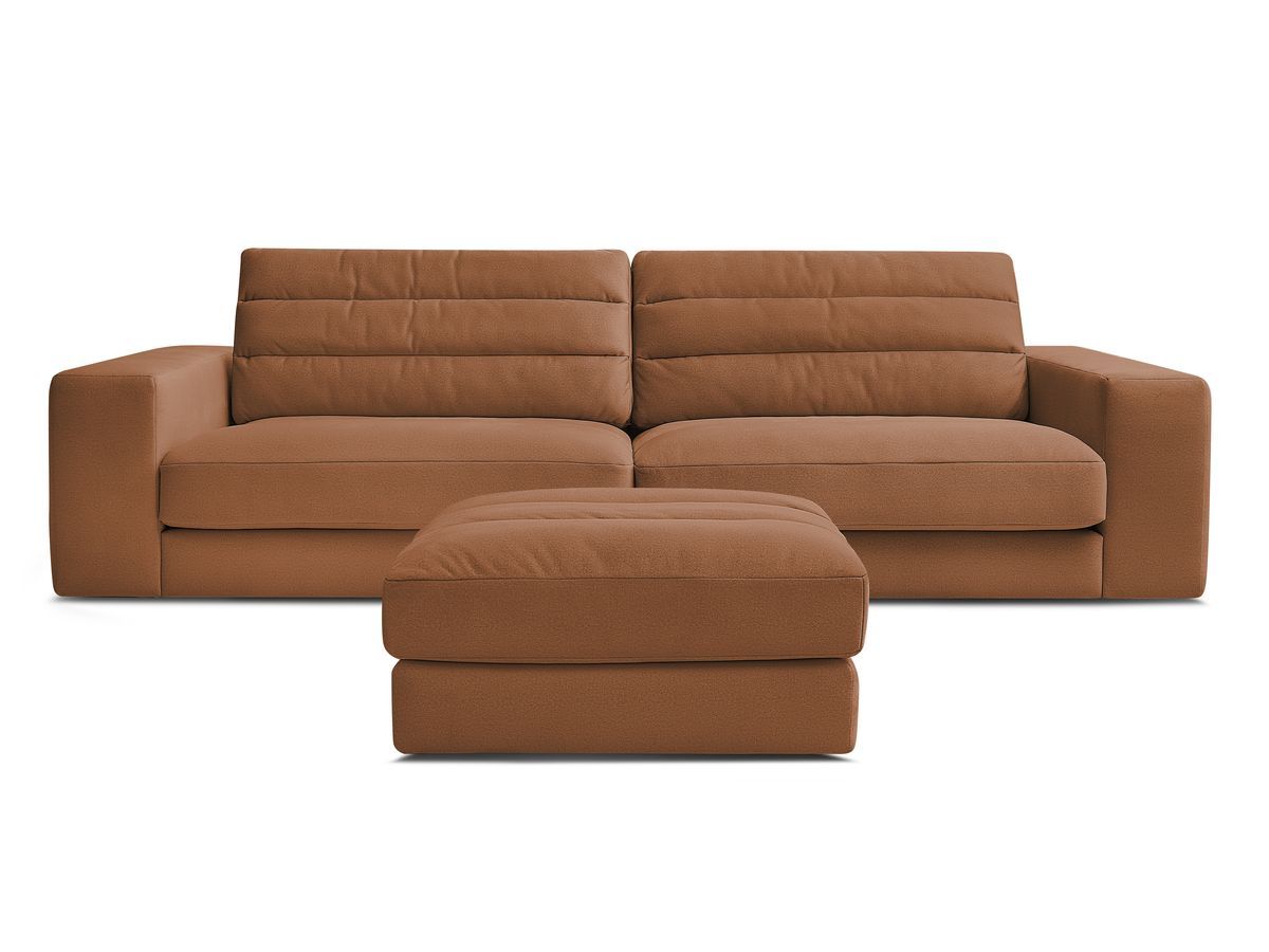 Canapé droit fixe 3 places SIERRA velours avec pouf
