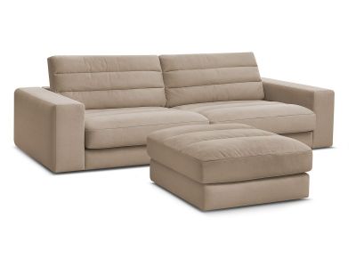 Canapé droit fixe 3 places SIERRA velours avec pouf
