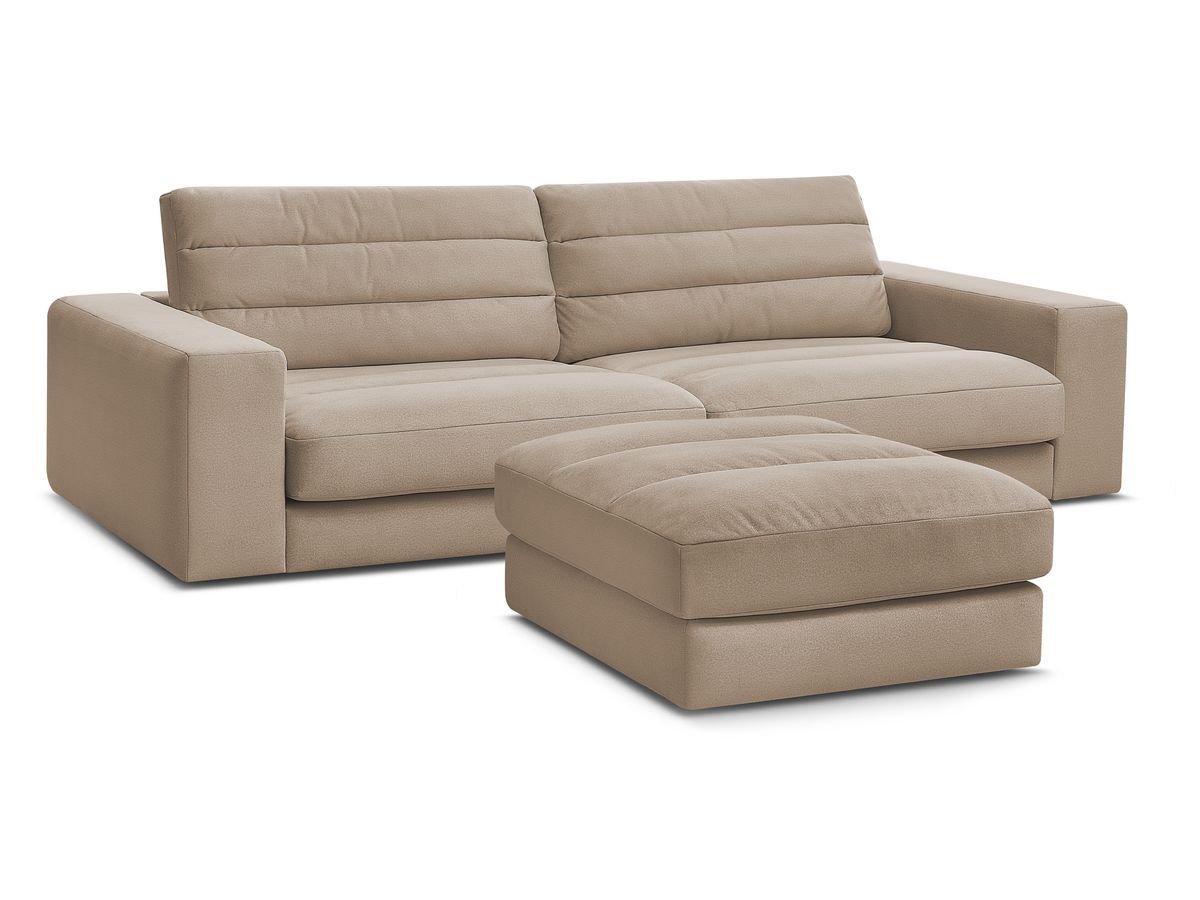 Canapé droit fixe 3 places SIERRA velours avec pouf