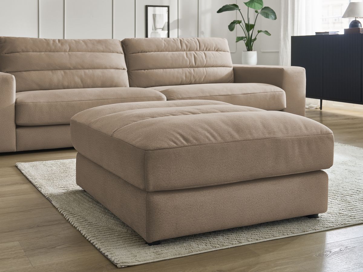 Canapé droit fixe 3 places SIERRA velours avec pouf