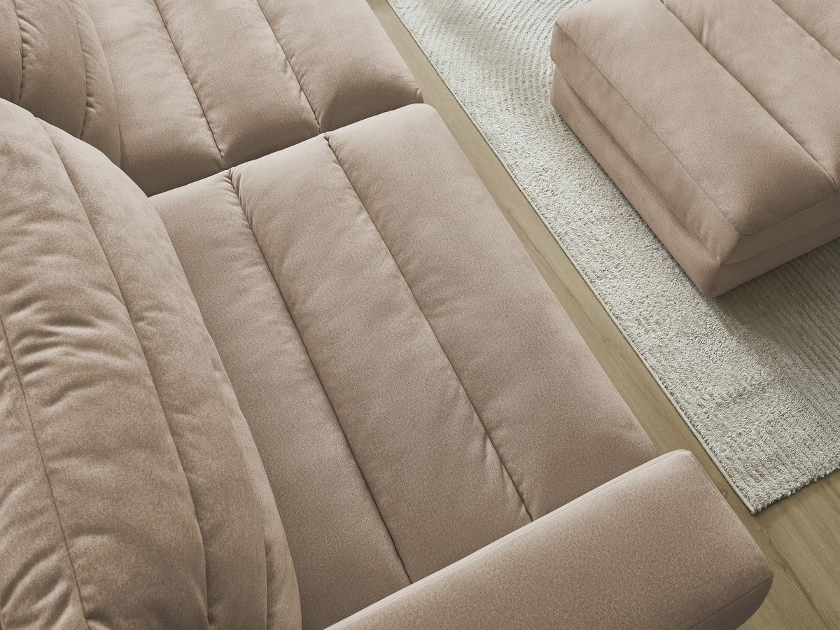 Canapé droit fixe 3 places SIERRA velours avec pouf