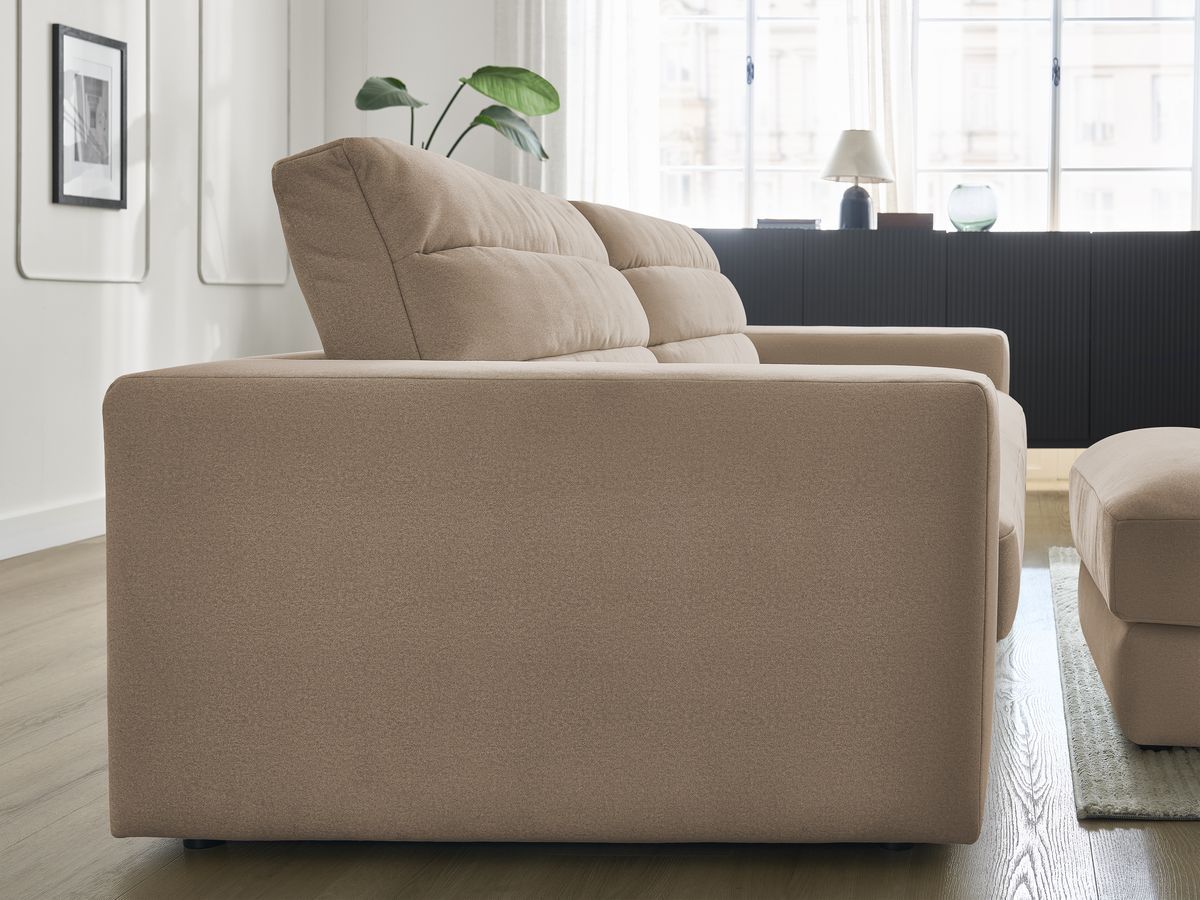 Canapé droit fixe 3 places SIERRA velours avec pouf
