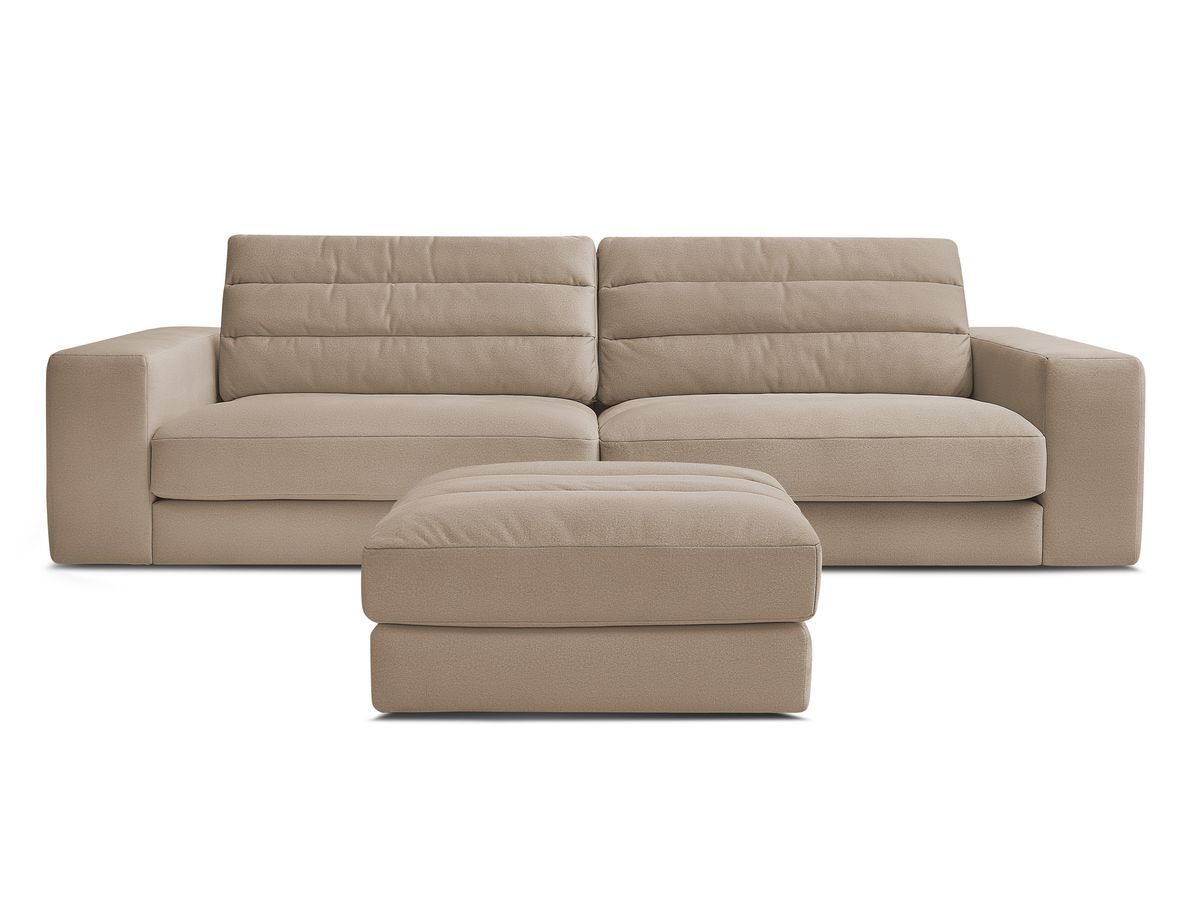 Canapé droit fixe 3 places SIERRA velours avec pouf