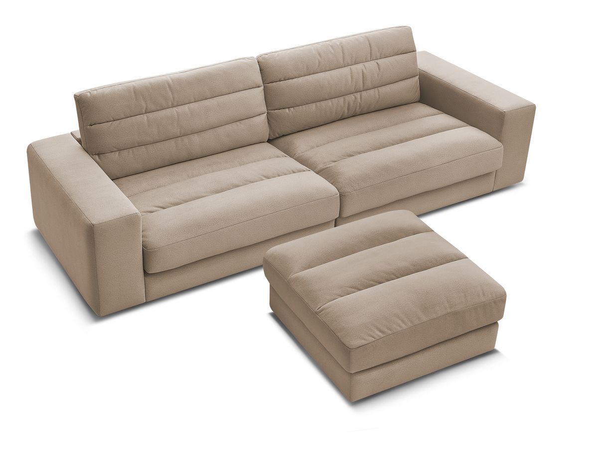 Canapé droit fixe 3 places SIERRA velours avec pouf