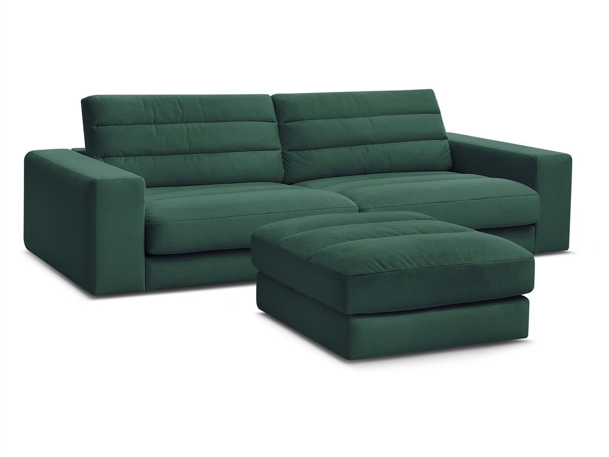 Canapé droit fixe 3 places SIERRA velours avec pouf