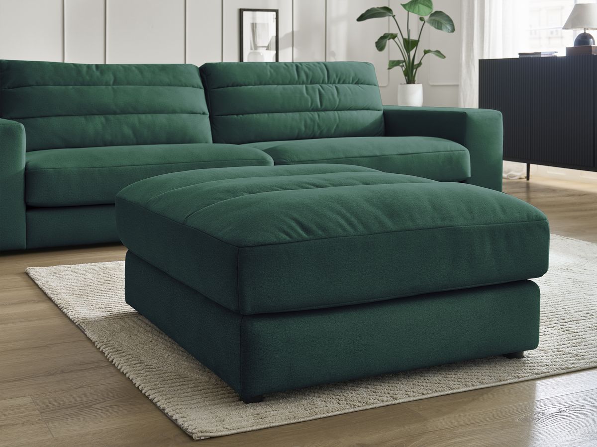 Canapé droit fixe 3 places SIERRA velours avec pouf