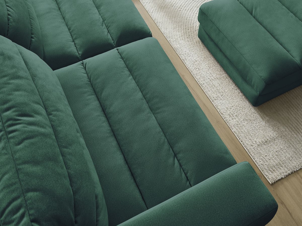 Canapé droit fixe 3 places SIERRA velours avec pouf
