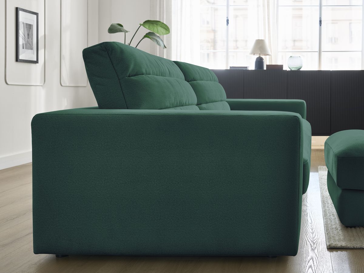 Canapé droit fixe 3 places SIERRA velours avec pouf