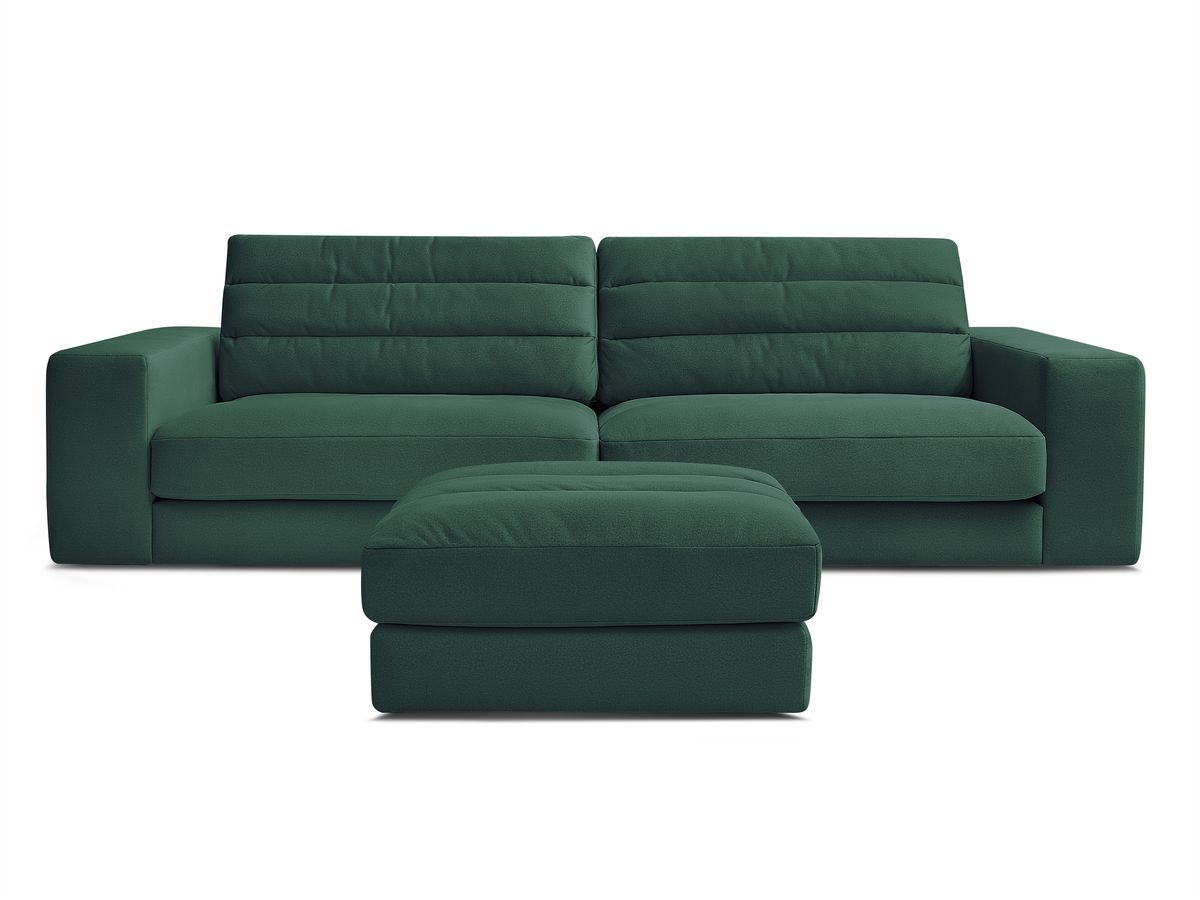 Canapé droit fixe 3 places SIERRA velours avec pouf