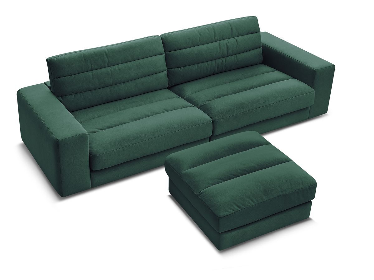 Canapé droit fixe 3 places SIERRA velours avec pouf