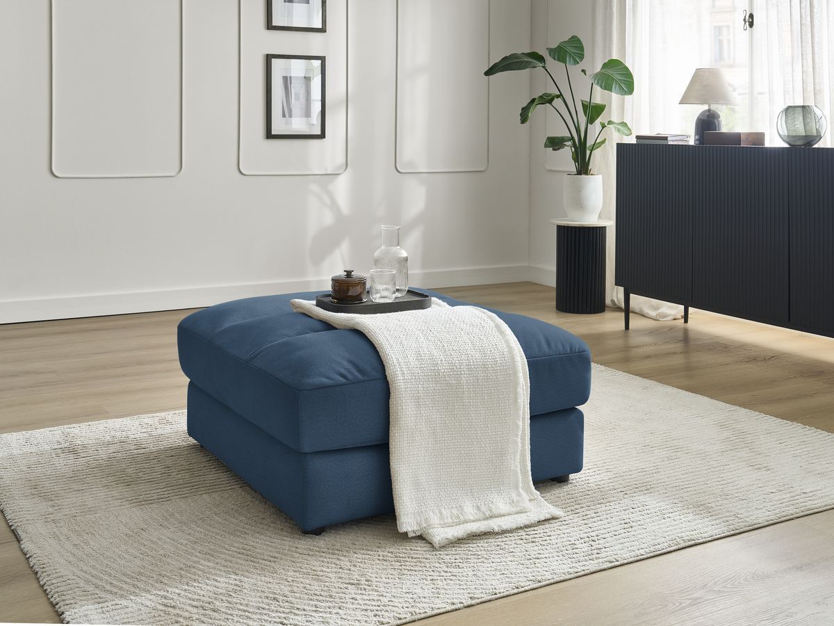 Pouf SIERRA velours bleu foncé