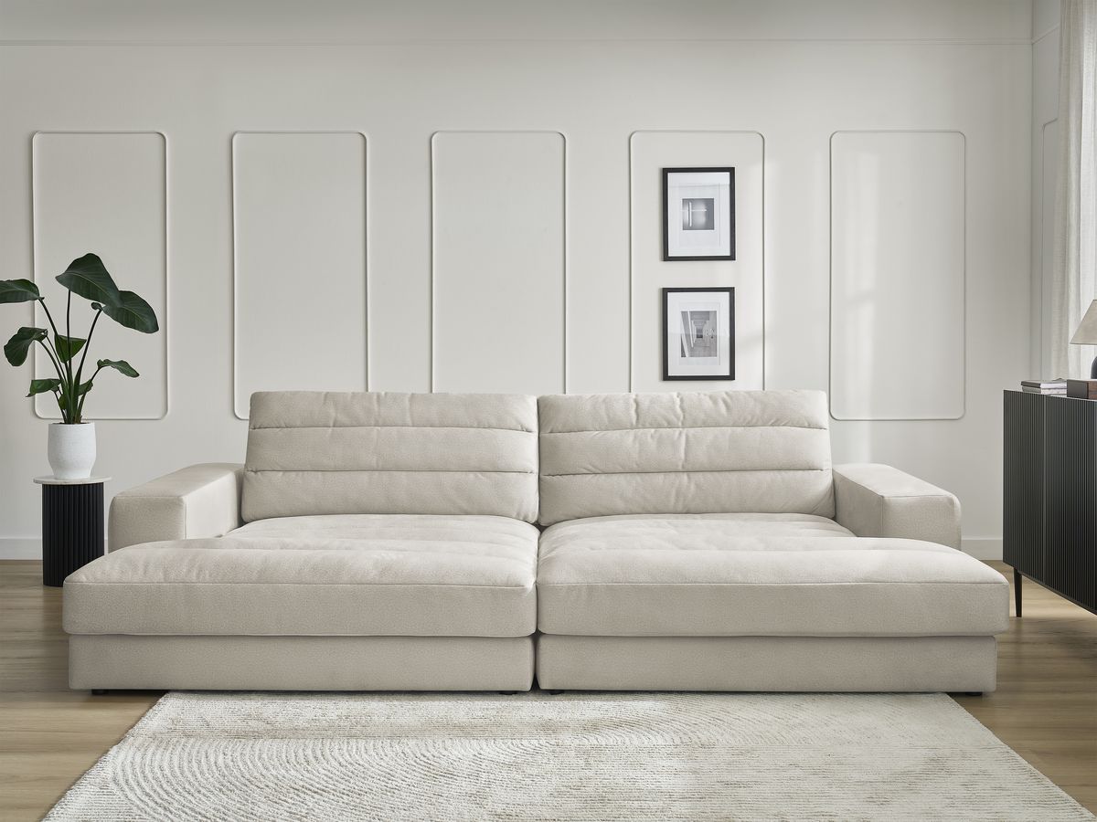 Canapé droit 4 places SIERRA assise profonde velours beige — vue 5