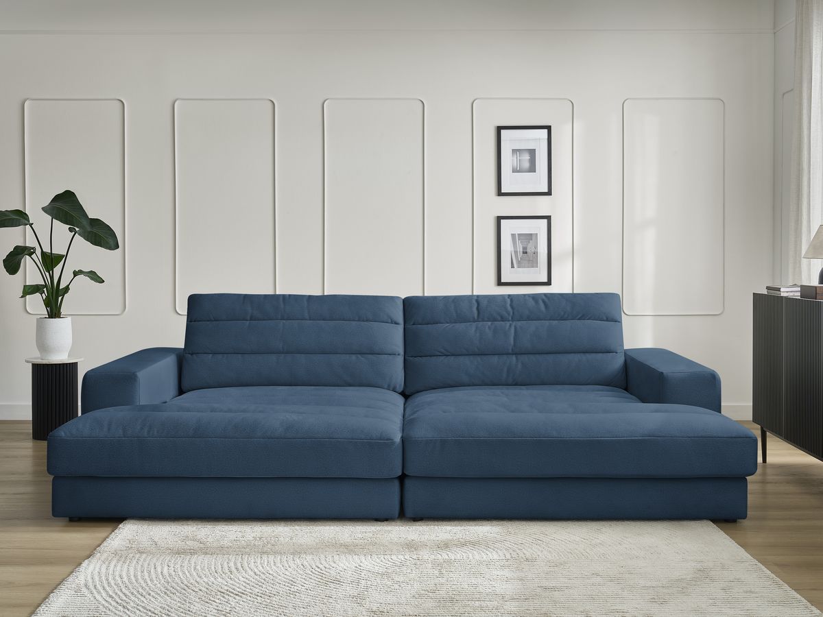 Canapé droit 4 places SIERRA assise profonde velours bleu foncé — vue 5