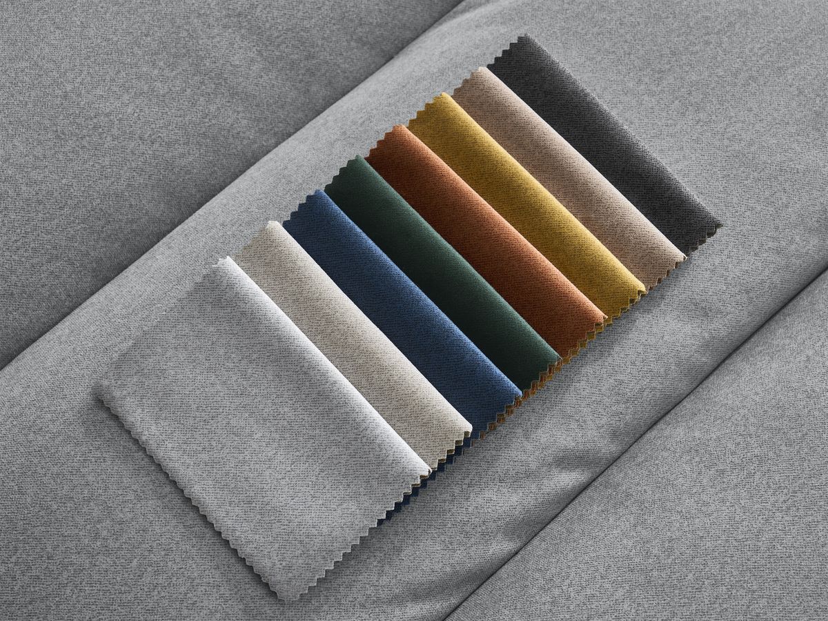 Canapé d'angle fixe EVEREST tissu chiné - Orange - Angle droit - 10 coussins