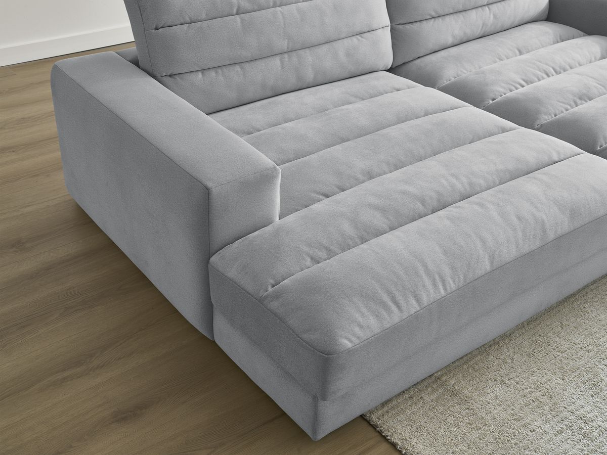 Canapé d'angle fixe EVEREST tissu chiné - Orange - Angle droit - 10 coussins