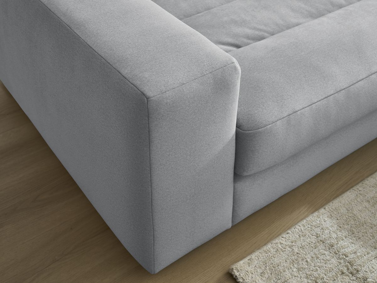 Canapé d'angle fixe EVEREST tissu chiné - Orange - Angle droit - 10 coussins