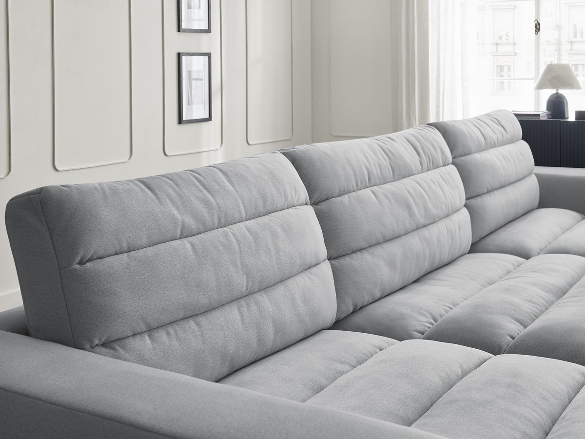 Canapé d'angle fixe EVEREST tissu chiné - Orange - Angle droit - 10 coussins