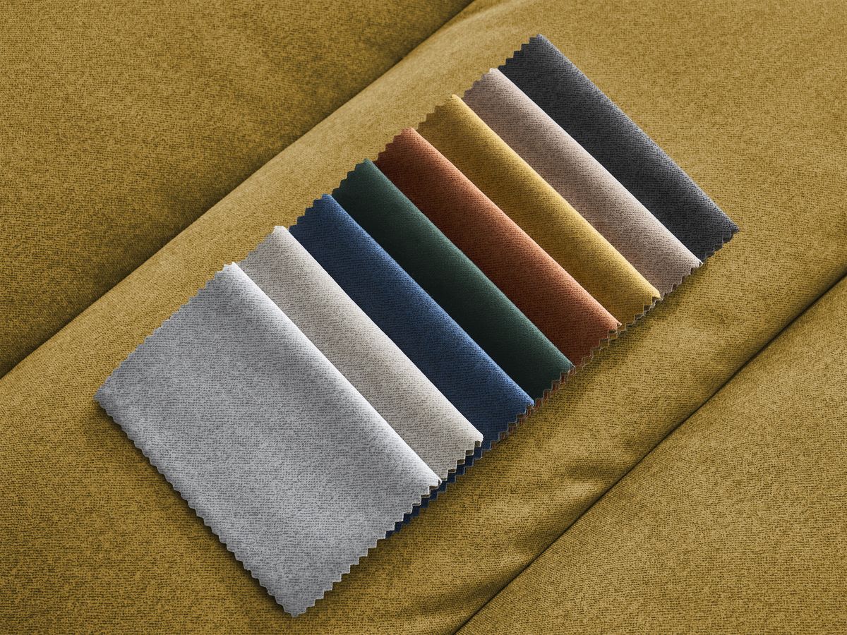 Canapé d'angle fixe EVEREST tissu chiné - Orange - Angle droit - 10 coussins
