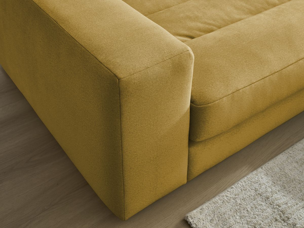 Canapé d'angle fixe EVEREST tissu chiné - Orange - Angle droit - 10 coussins