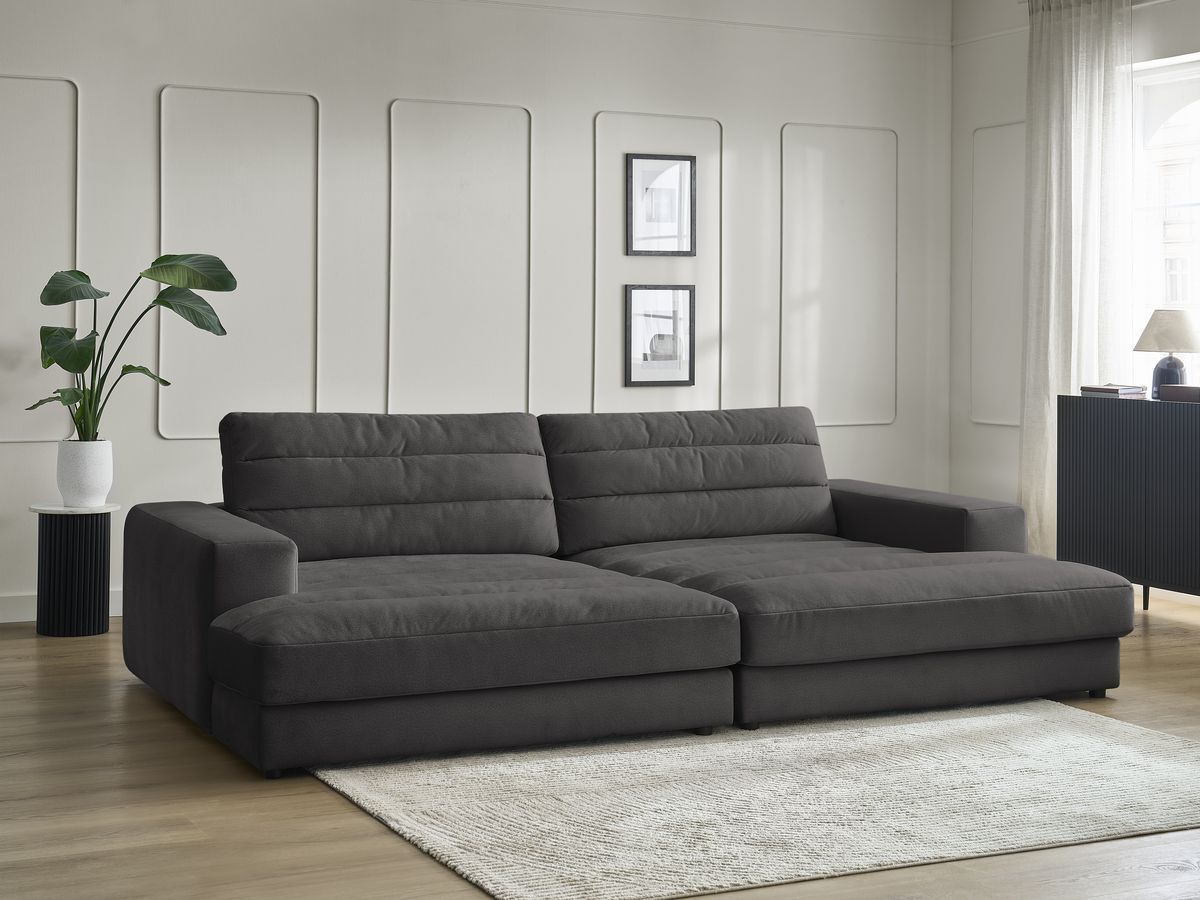 Canapé droit 4 places SIERRA assise profonde velours noir — vue 5