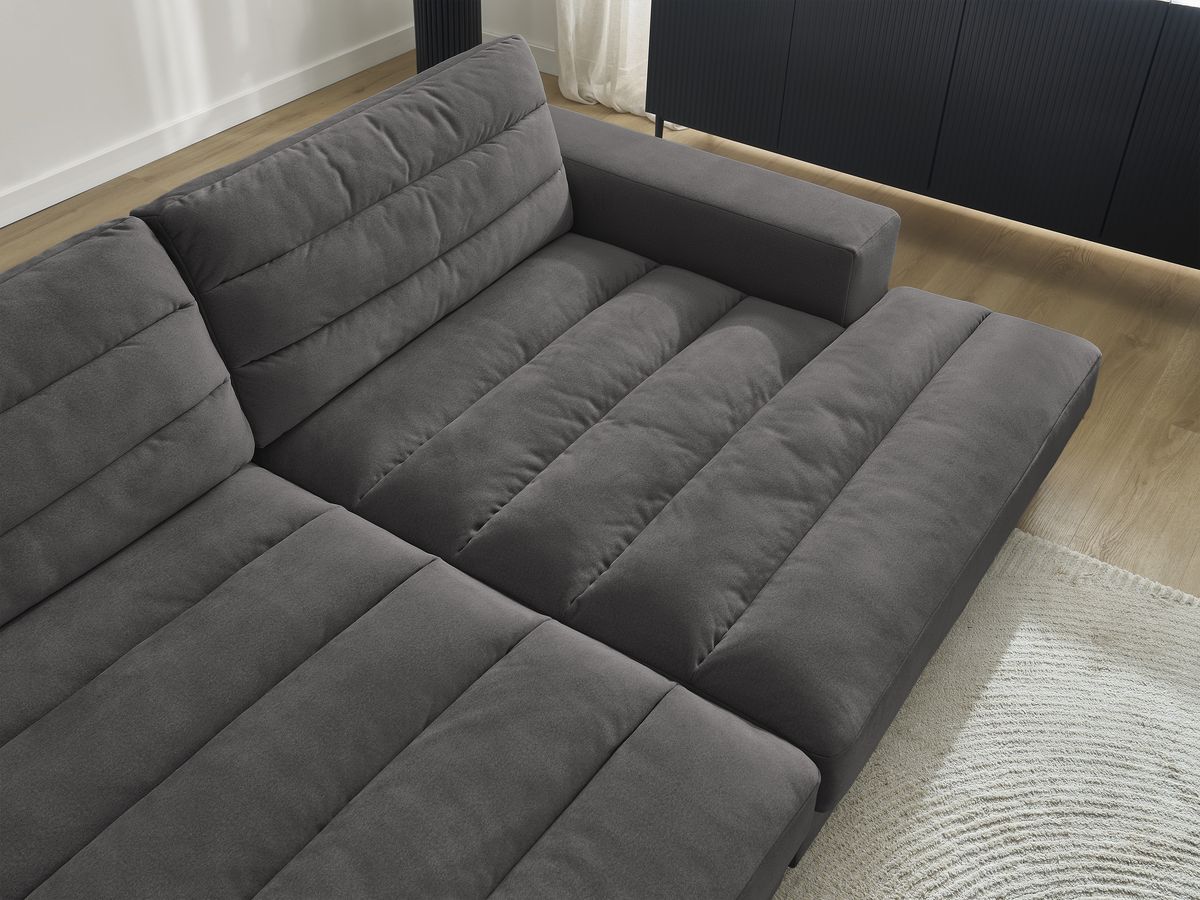 Canapé droit fixe 4 places SIERRA assise profonde velours