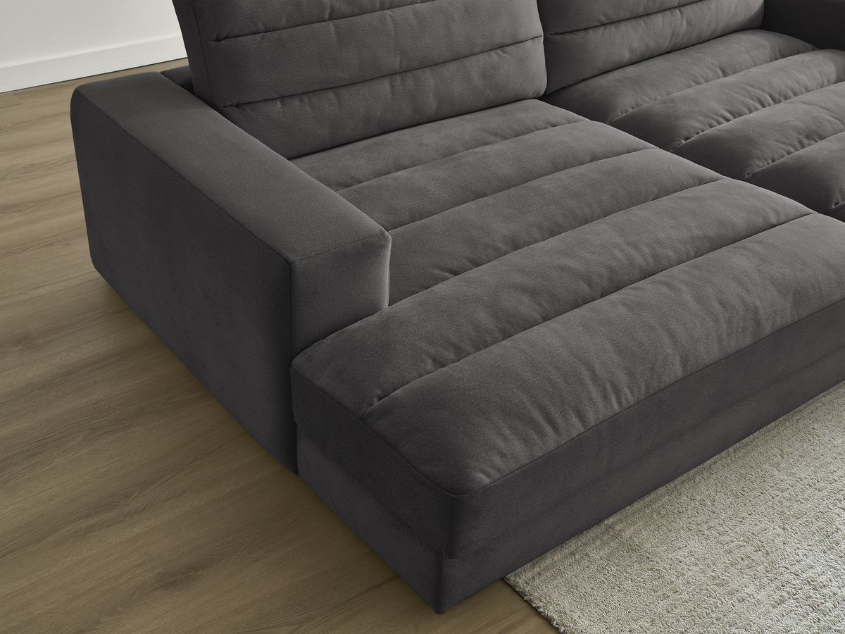 Canapé droit fixe 4 places SIERRA assise profonde velours