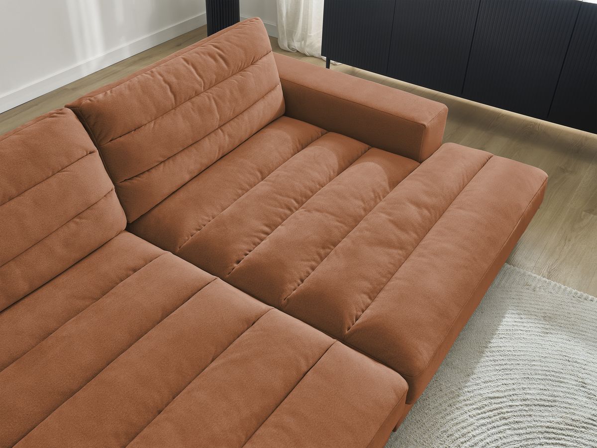 Canapé droit fixe 4 places SIERRA assise profonde velours